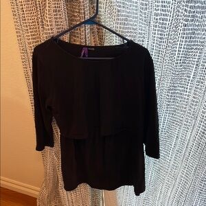 Seraphine Black Boxy 3/4 Sleeve Maternity Blouse Tunic